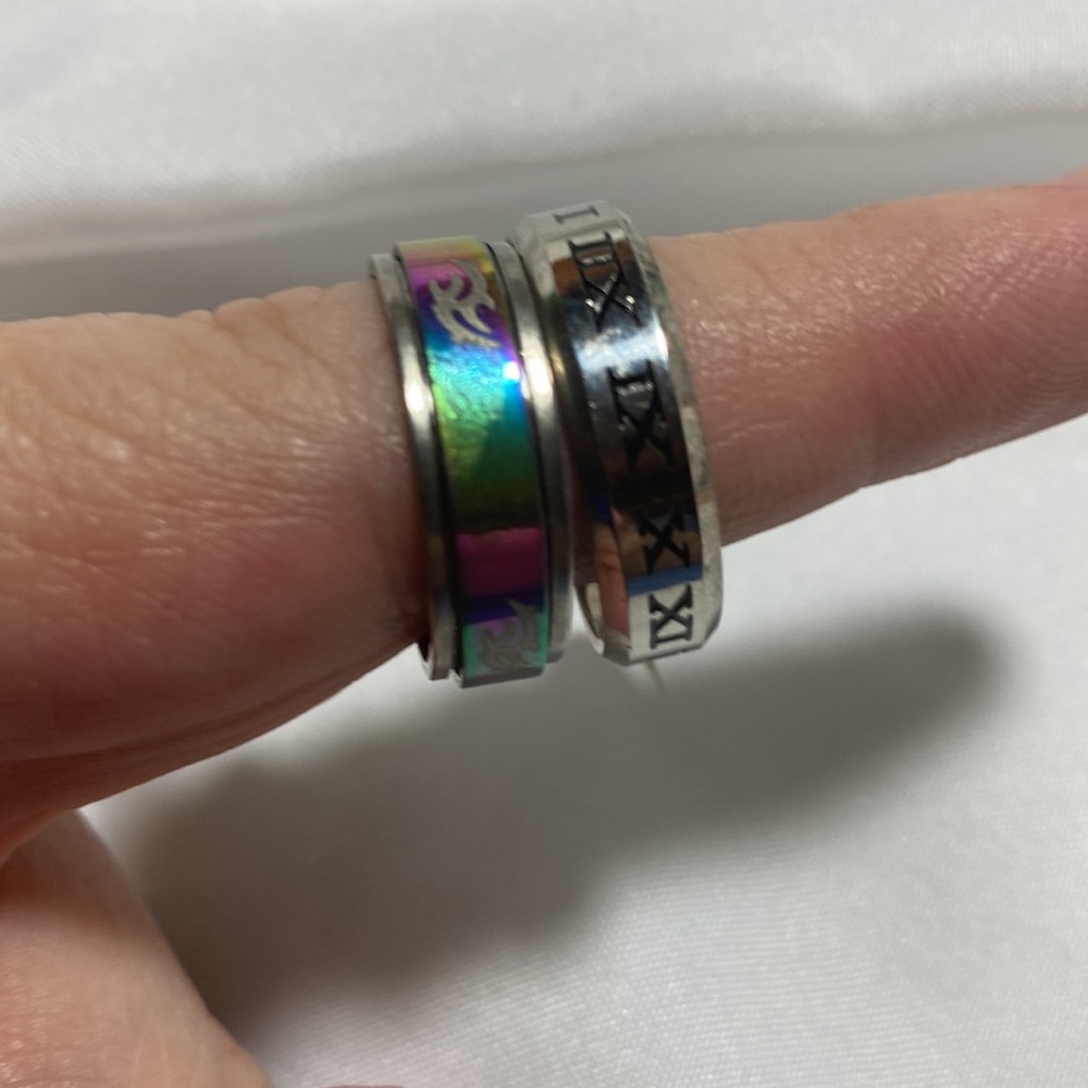 Set of two Mens stainless steel rings